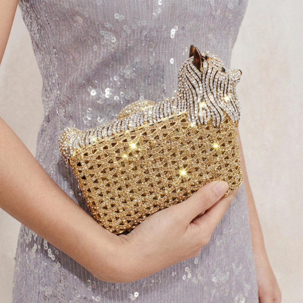 Golden Guardian Crystal Clutch - By Qivii