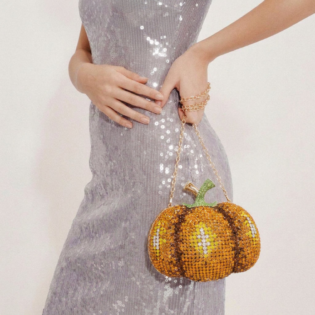 Pumpkin Crystal Clutch - By Qivii