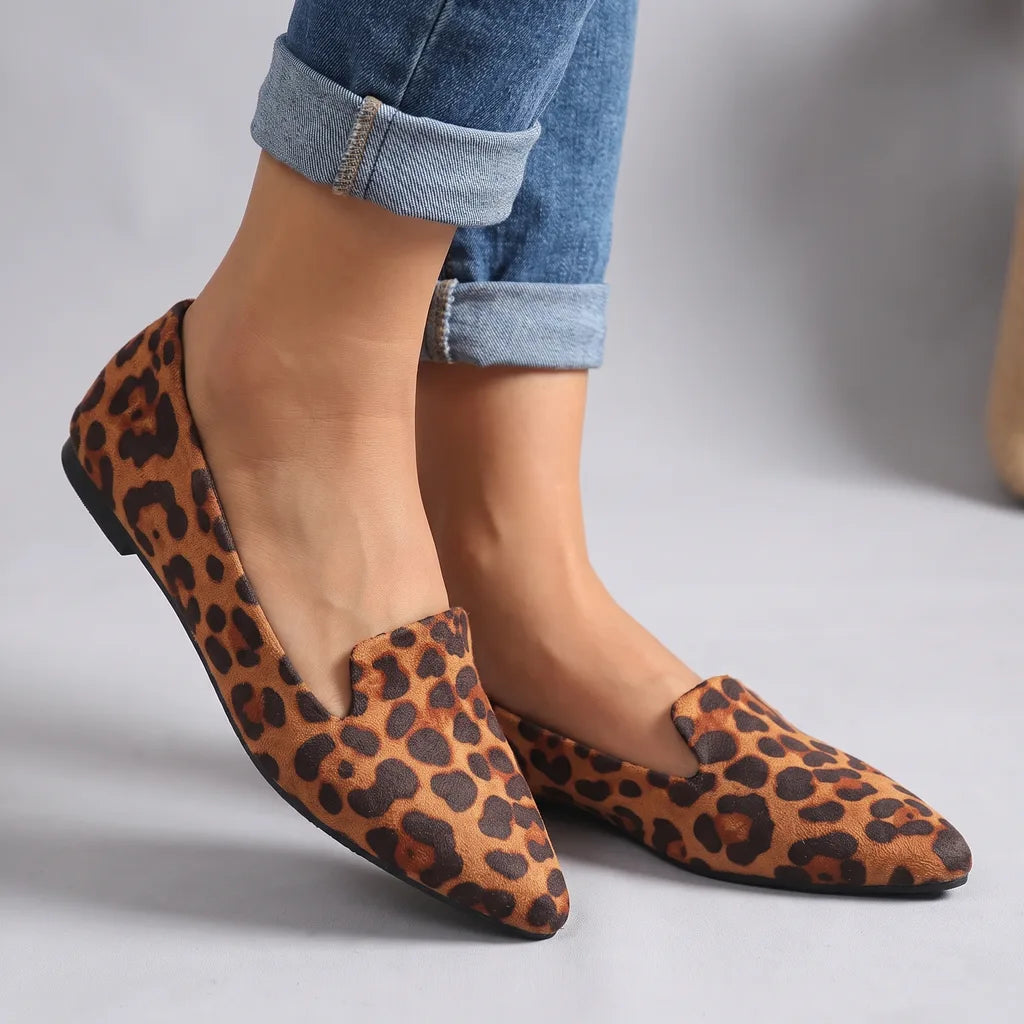 Leopard print Marlena women's ballet flats by Qivii, slip-on footwear with a comfortable, stylish design for women.