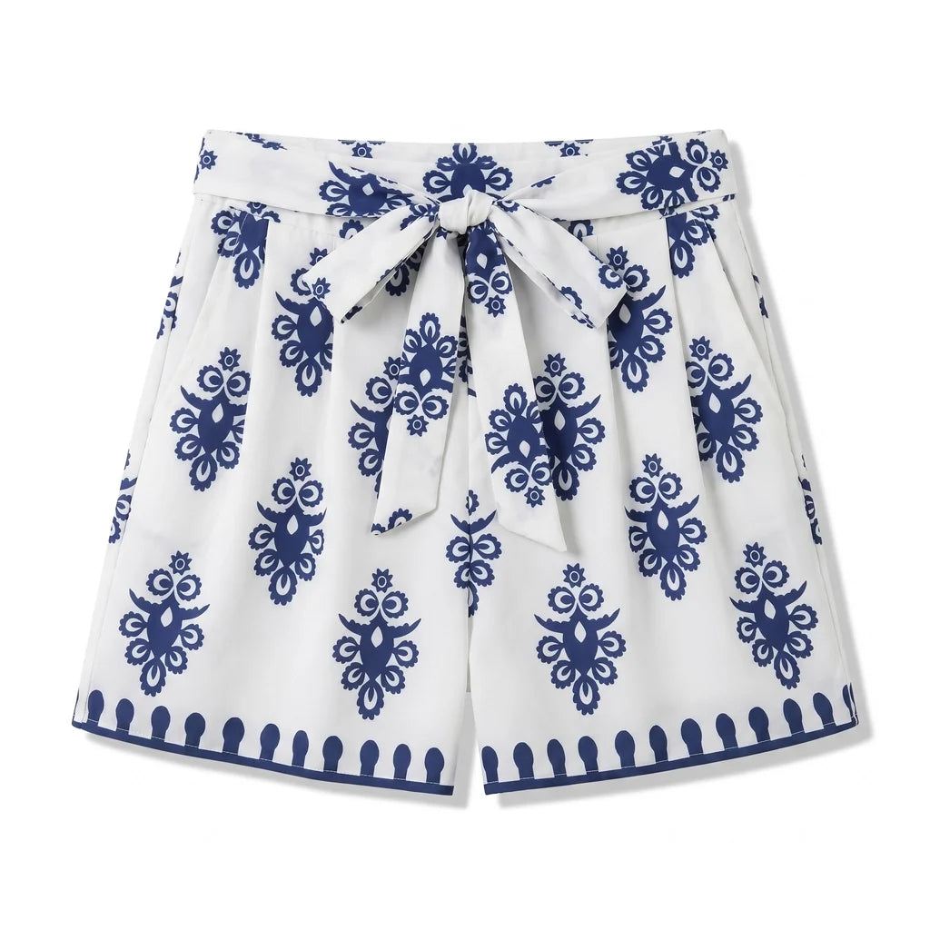 Maya Printed Belted Shorts