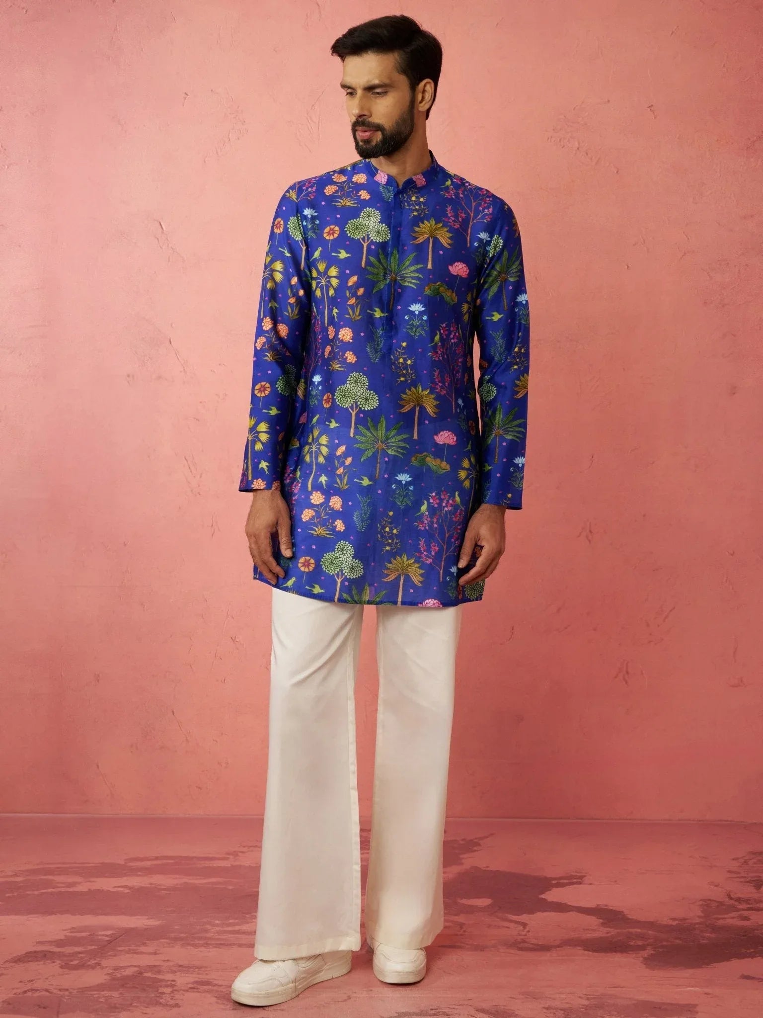 Men's Blue Digital Print Kurta