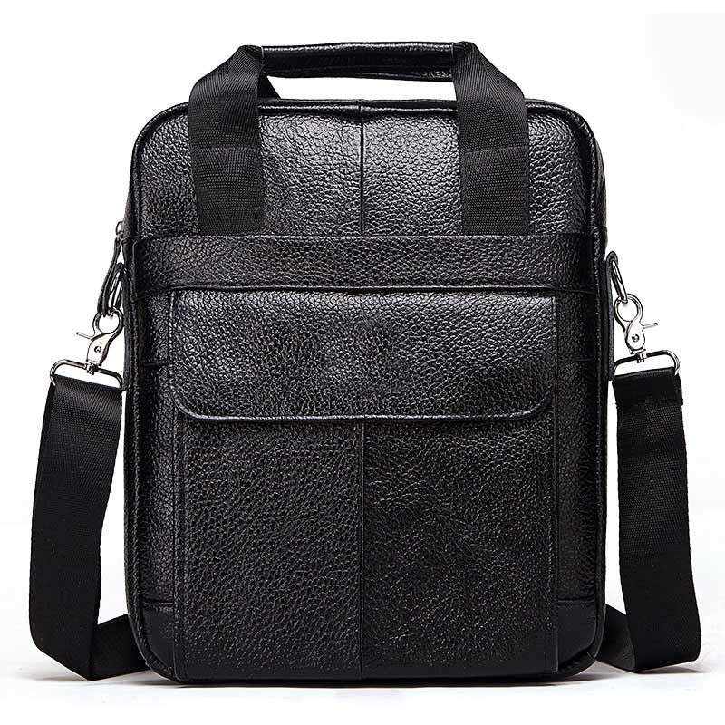 Men's Business Commute Genuine Leather Messenger Bag - By Qivii