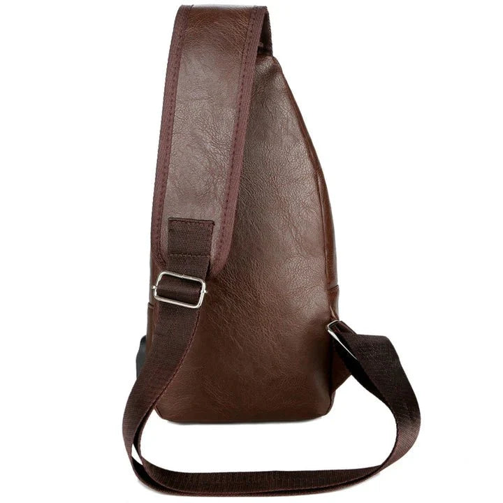 Men's Classic Leather Shoulder Bag - By Qivii