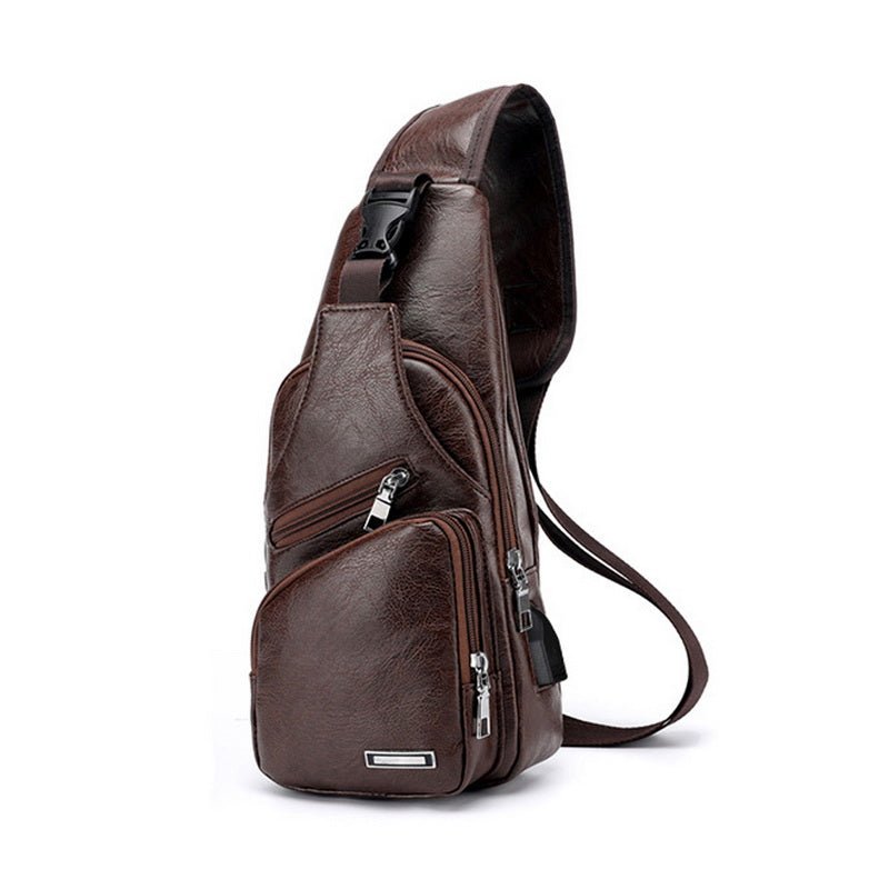 Men's Classic Leather Shoulder Bag - By Qivii