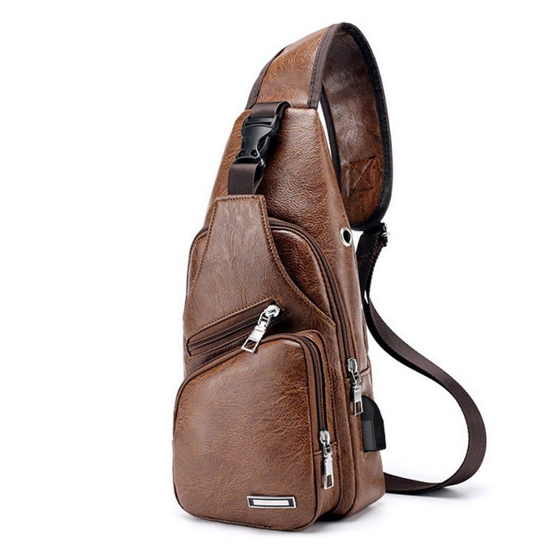 Men's Classic Leather Shoulder Bag - By Qivii