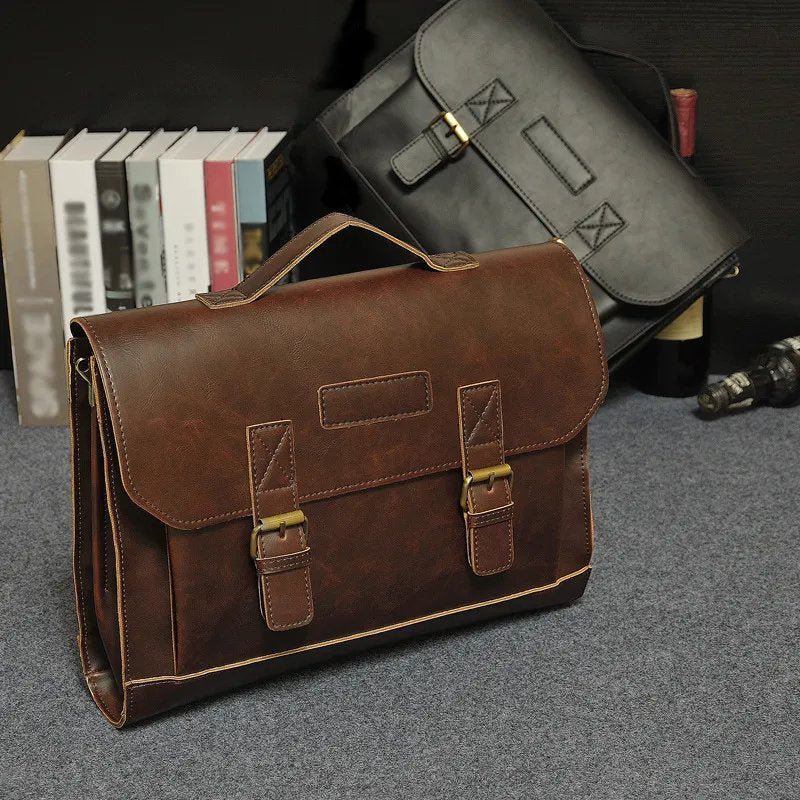 Men's Classic Synthetic Leather Briefcase - By Qivii