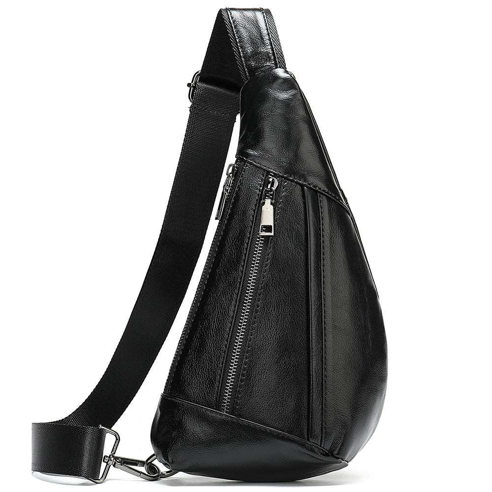 Men's Cowhide Leather Chest and Shoulder Bag - By Qivii