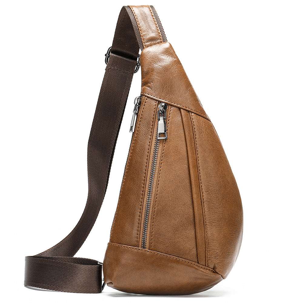 Men's Cowhide Leather Chest and Shoulder Bag - By Qivii