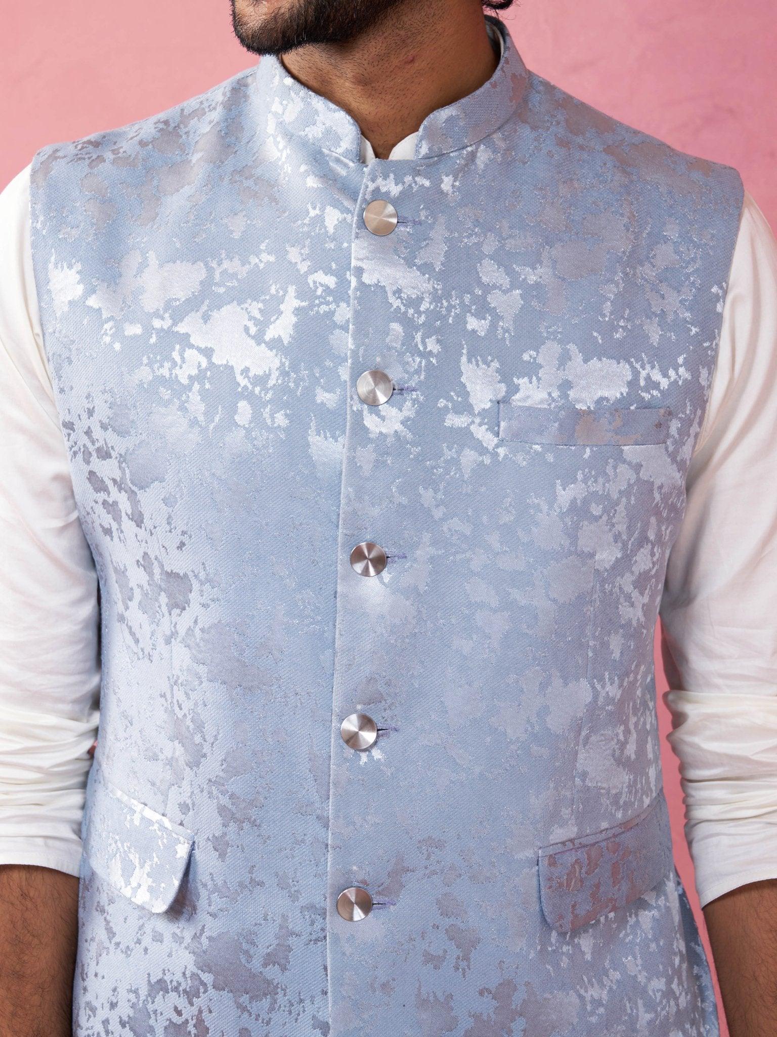 Men's Grey Monty Jacquard Nehru Jacket