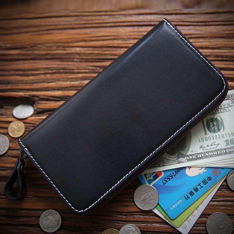 Men's Long Leather Zipper Wallet - By Qivii