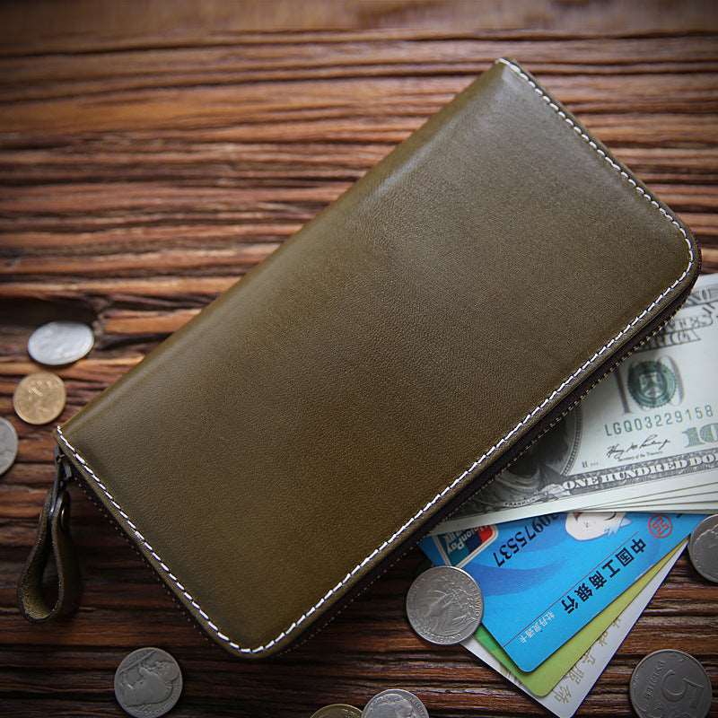 Men's Long Leather Zipper Wallet - By Qivii