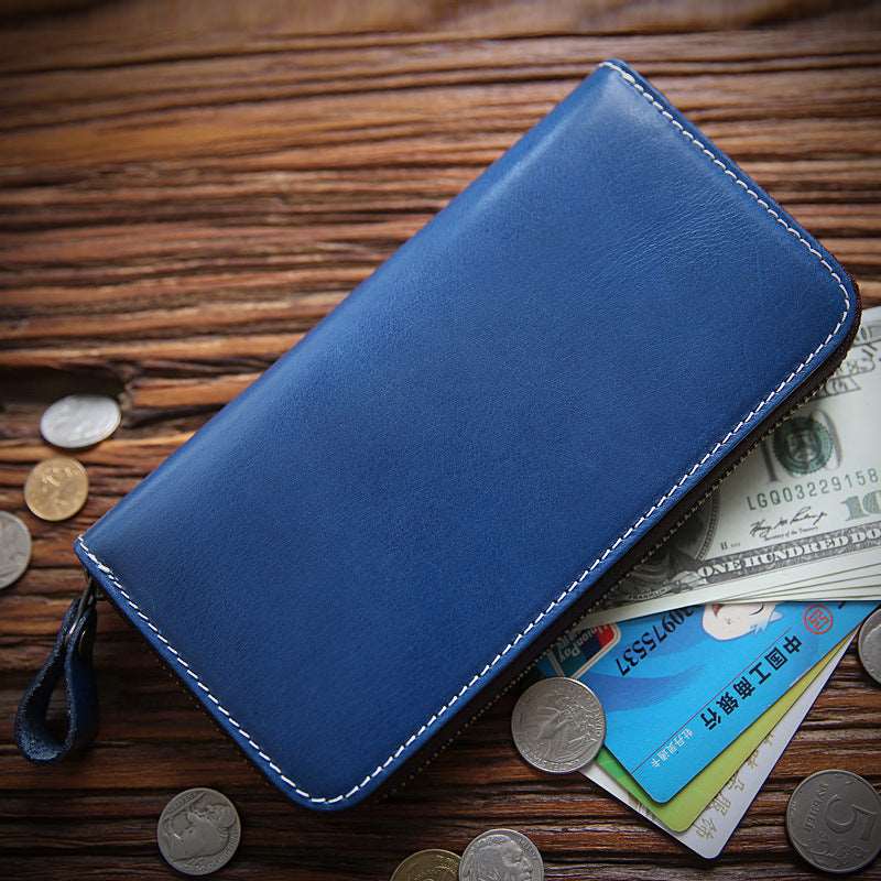 Men's Long Leather Zipper Wallet - By Qivii
