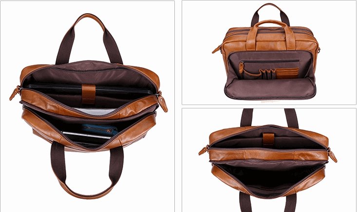 Men's Luxury 17 inch Cowhide Leather Computer Bag - By Qivii