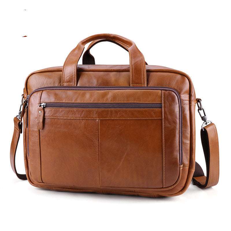 Men's Luxury 17 inch Cowhide Leather Computer Bag - By Qivii