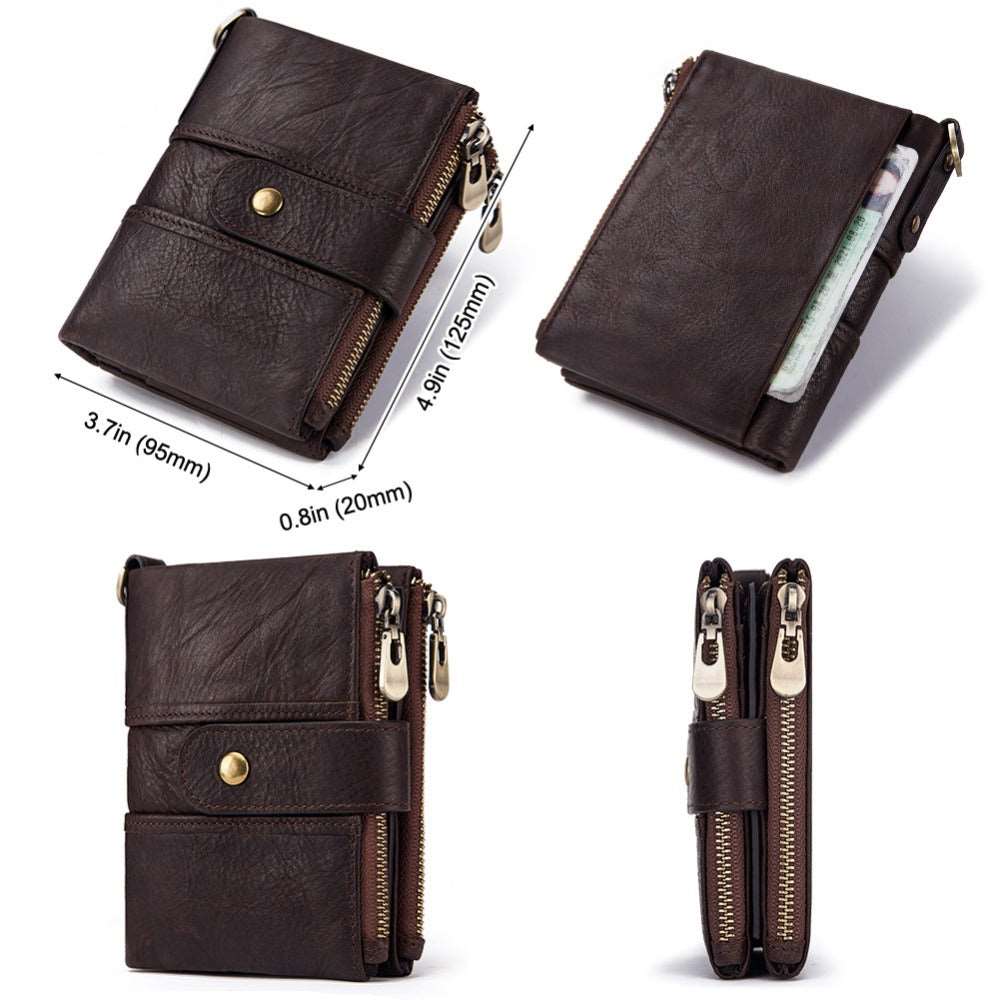 Men's Luxury Antimagnetic Cowhide Leather Chain Wallet - By Qivii