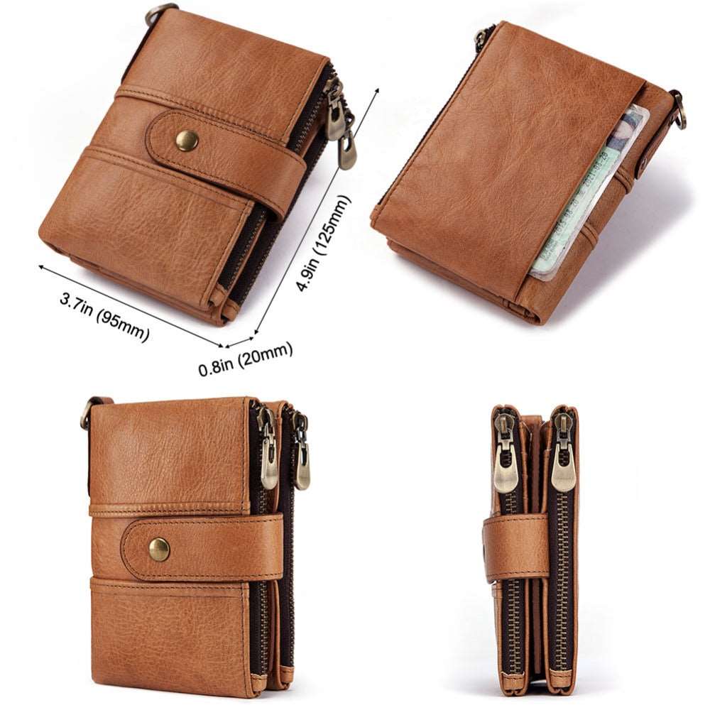 Men's Luxury Antimagnetic Cowhide Leather Chain Wallet - By Qivii