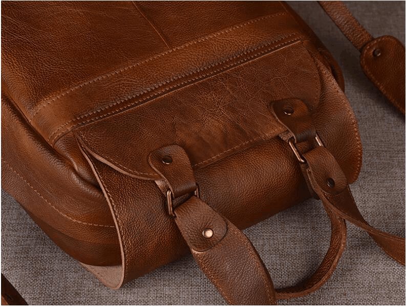 Men's Luxury Classic Leather Shoulder Backpack - By Qivii