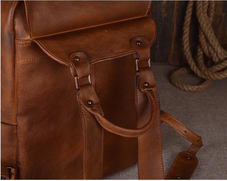 Men's Luxury Classic Leather Shoulder Backpack - By Qivii