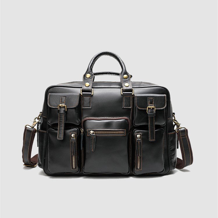 Men's Luxury Large Capacity Leather One Shoulder Messenger Bag - By Qivii
