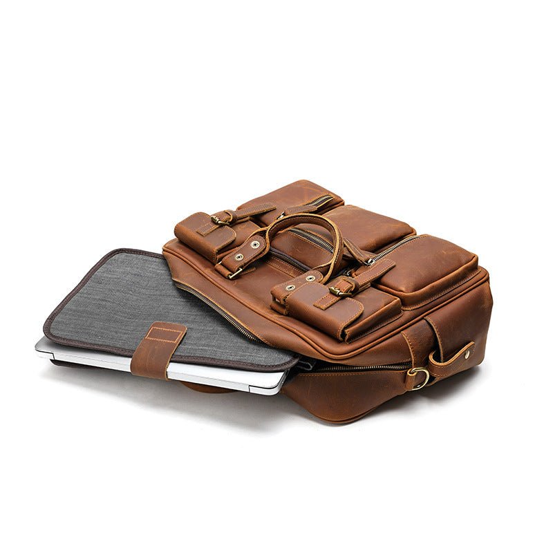 Men's Luxury Large Capacity Leather One Shoulder Messenger Bag - By Qivii