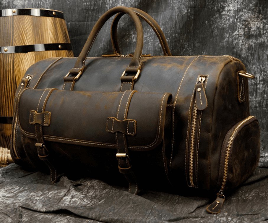 Men's Luxury Large Leather Travel Bag - By Qivii
