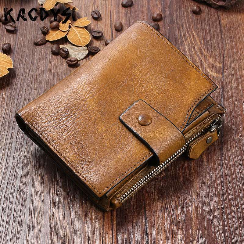 Men's Luxury Leather Retro Short Wallet - By Qivii