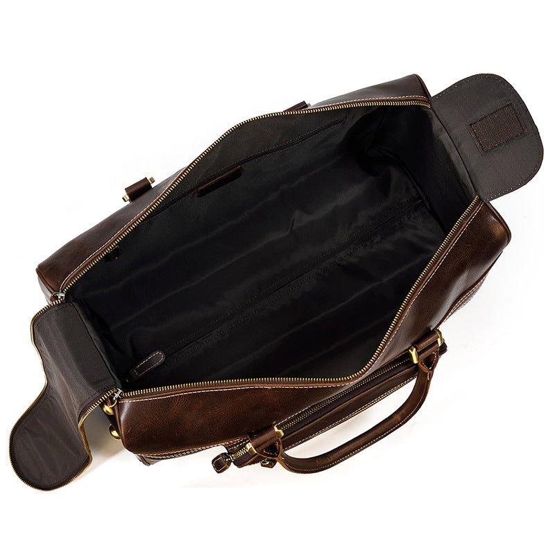 Men's Luxury Leather Trolley Travel Bag - By Qivii