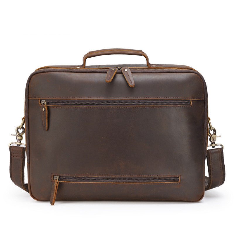 Men's Luxury Vintage Leather Briefcase Laptop Bag - By Qivii