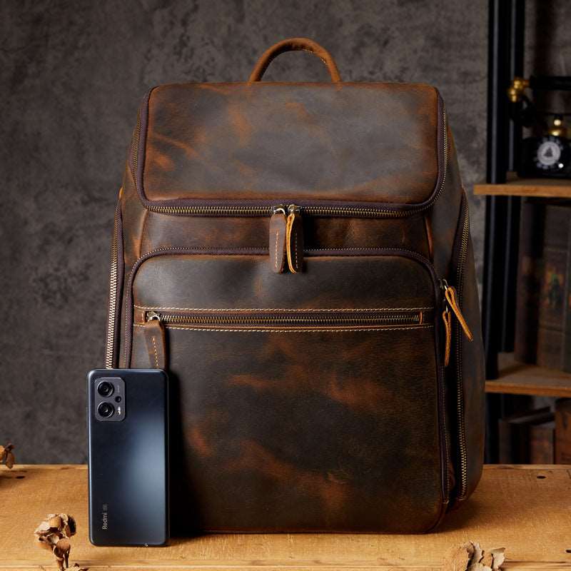 Men's Luxury Vintage Leather Computer Backpack - By Qivii