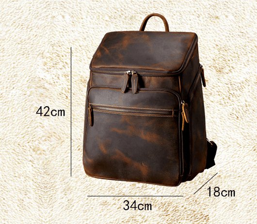 Men's Luxury Vintage Leather Computer Backpack - By Qivii