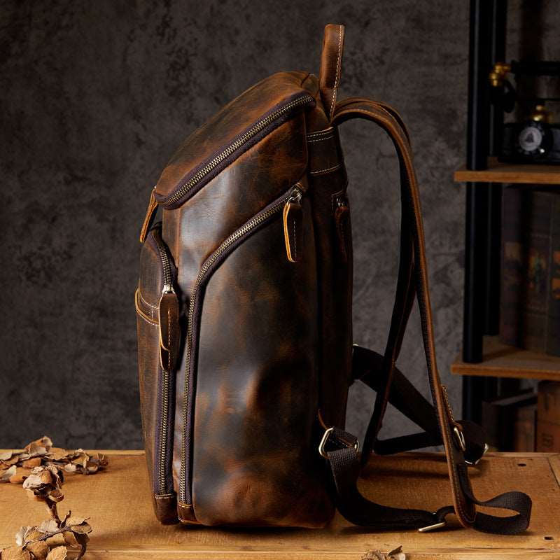 Men's Luxury Vintage Leather Computer Backpack - By Qivii