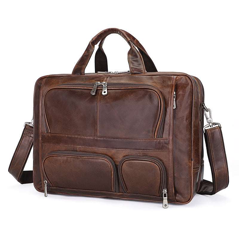 Men's Luxury Wax Leather Shoulder Bag - By Qivii