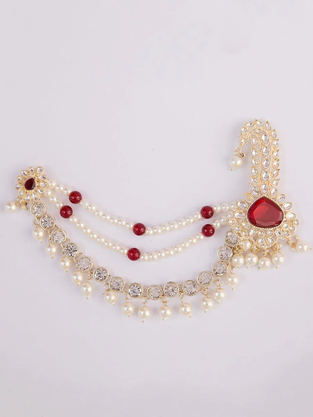 Men's Orange & Maroon Kundan Polki Kalangi