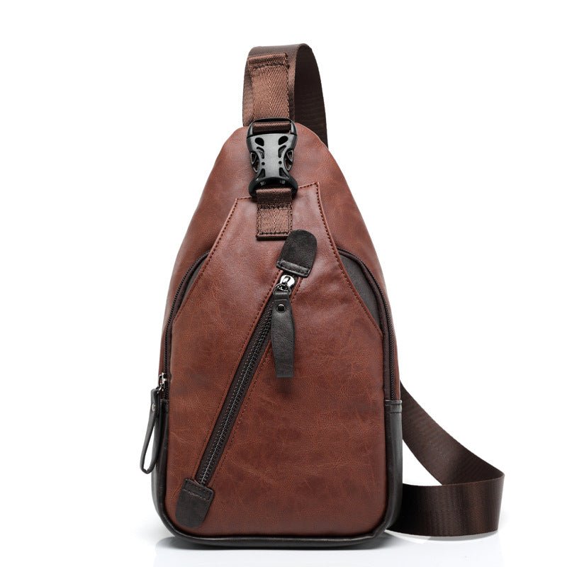 Men's Synthetic Leather Chest Shoulder Messenger Bag - By Qivii
