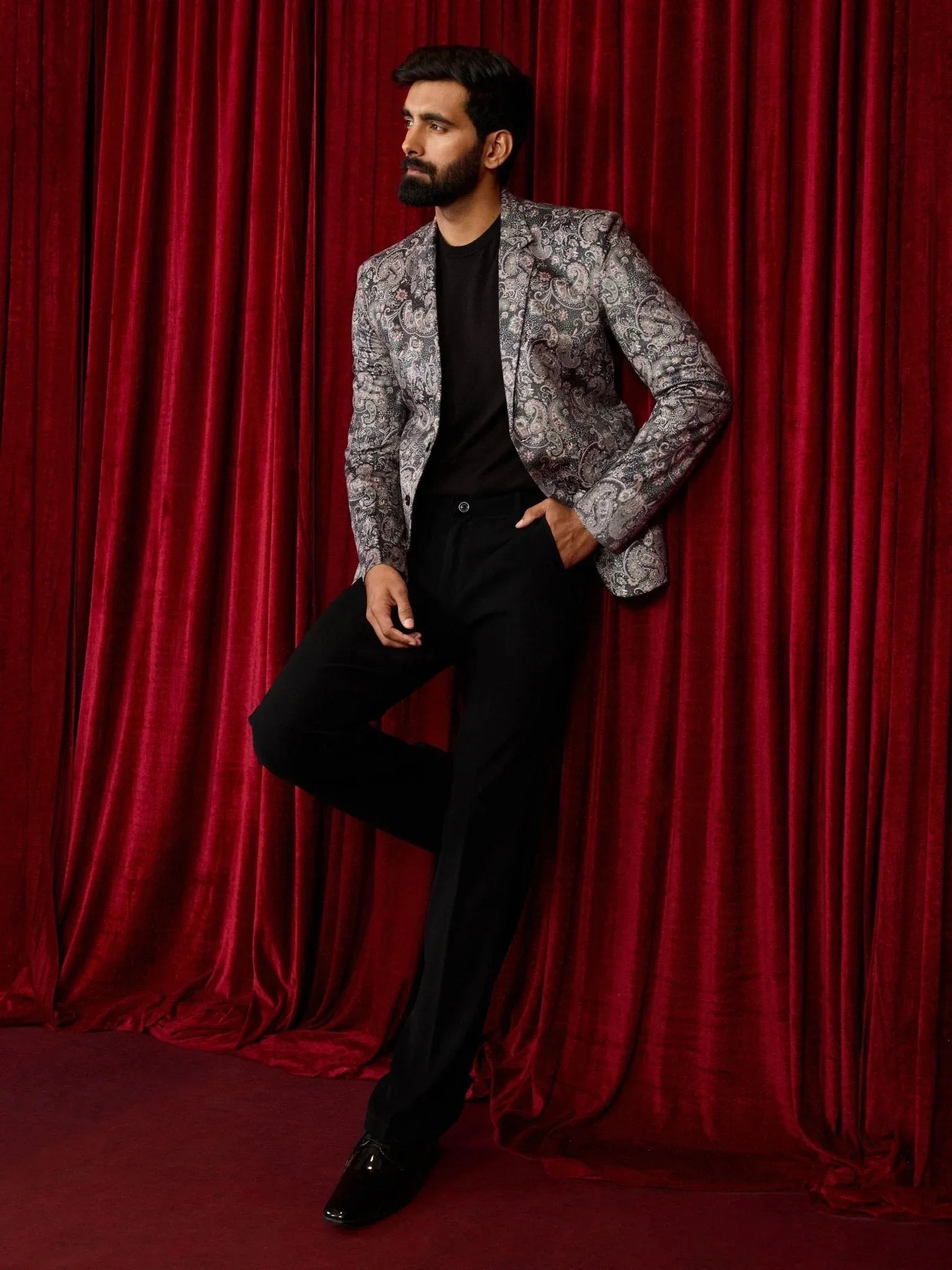 Men's's Green Velvet Digital Print Blazer
