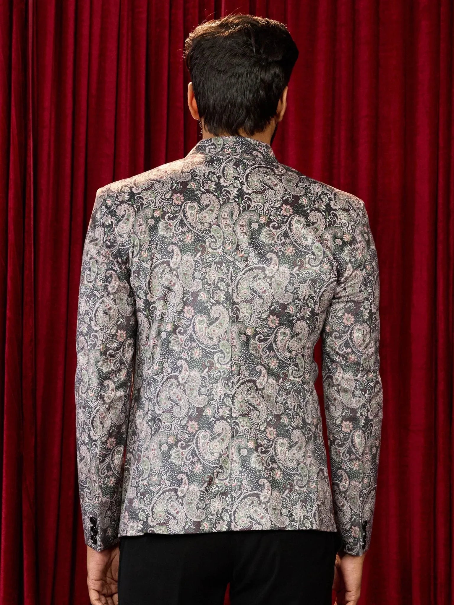 Men's's Green Velvet Digital Print Blazer