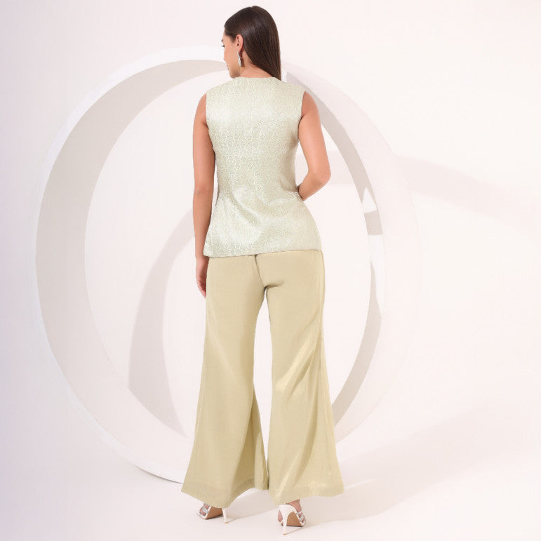 Mint Green Sleeveless Peplum Set - qivii