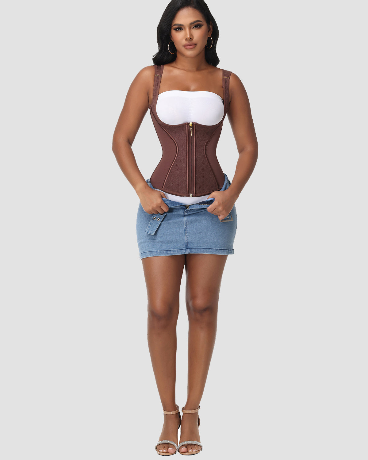 Full Coverage Double-Layer Tummy Control Waist Trainer Vest With Bra