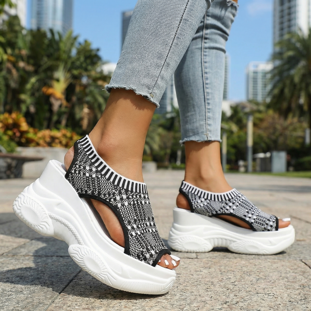 Zaina Bloom Wedge Sandals