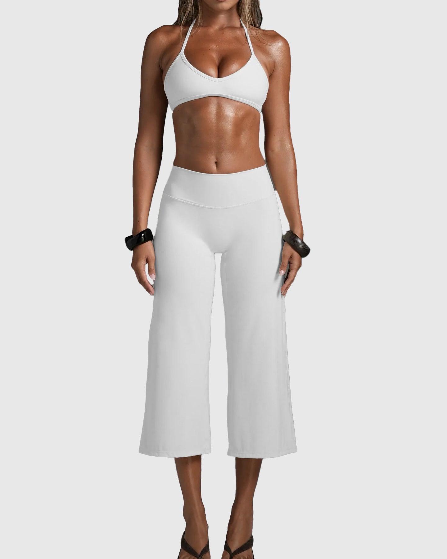 Cpari Wide-Leg Pants Yoga Sportswear Set - By Qivii