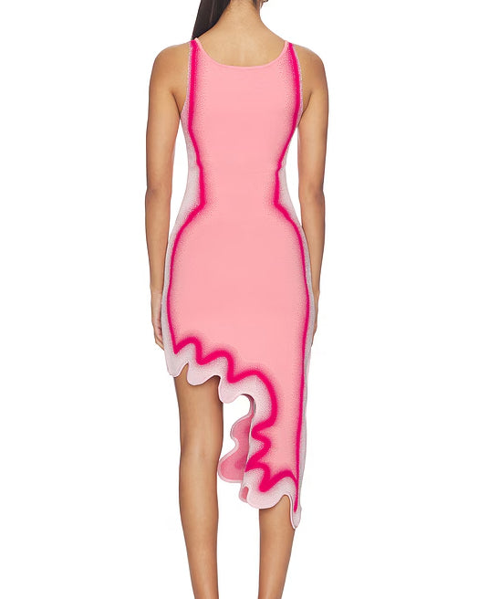 Reversible Wavy Slim Midi Dress - By Qivii