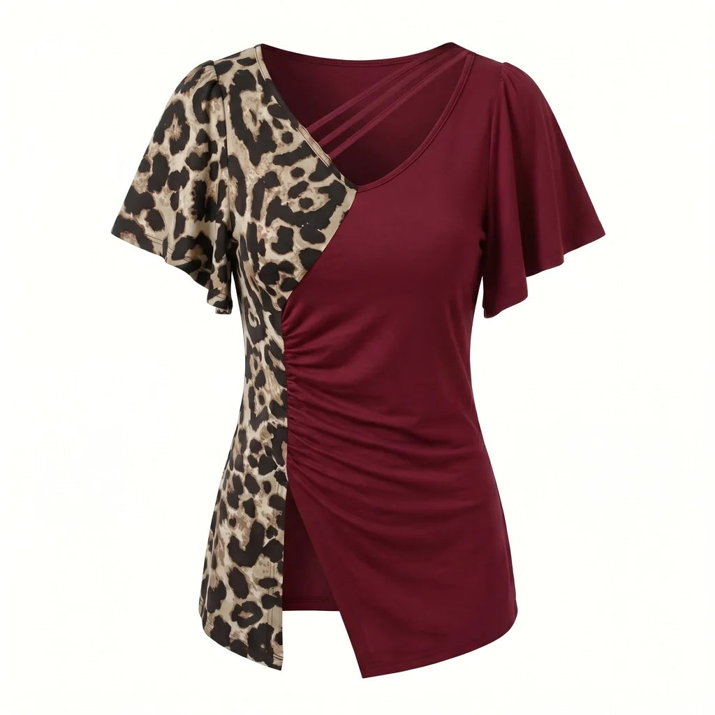 Natalia Leopard Flutter Top
