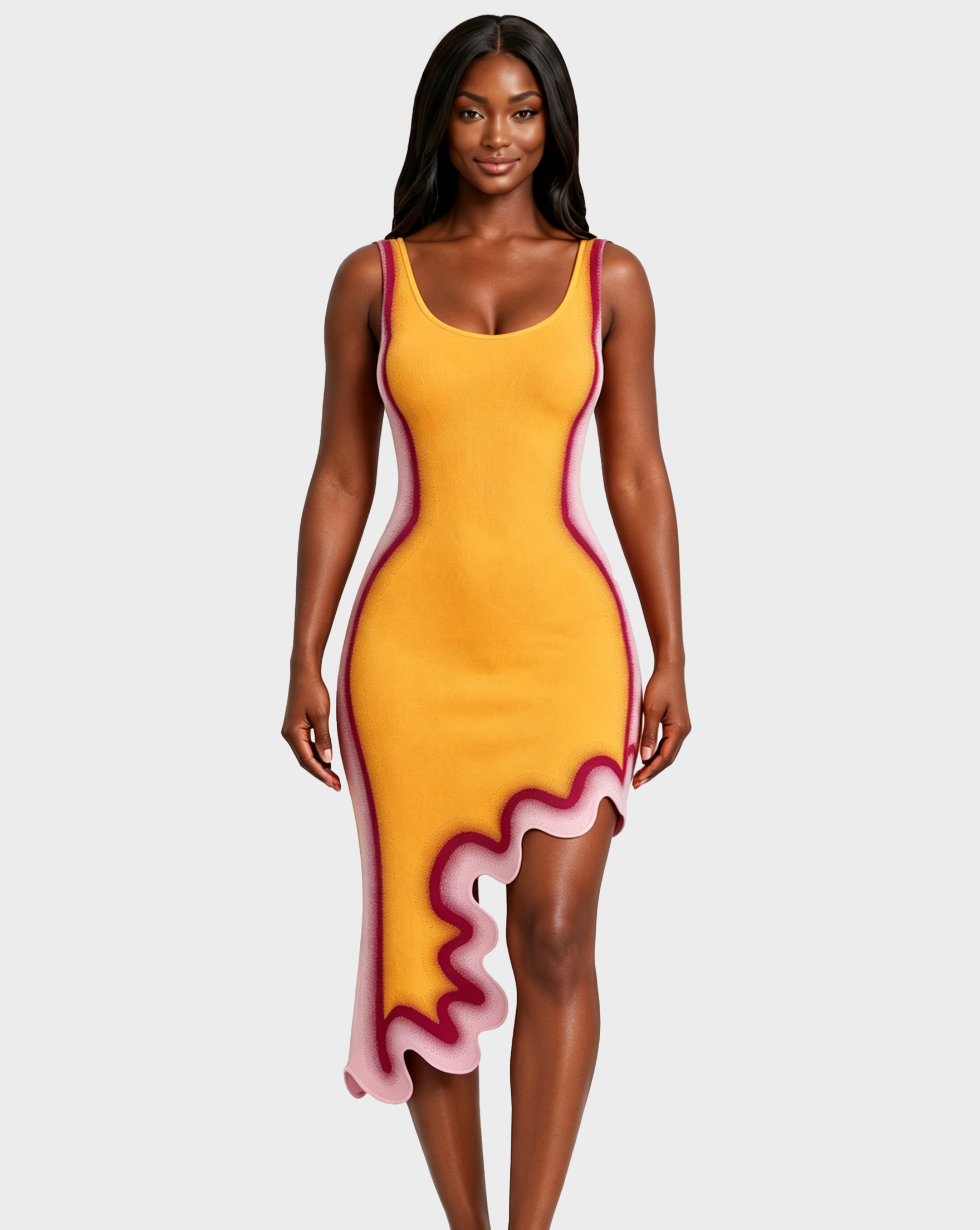 Reversible Wavy Slim Midi Dress - By Qivii