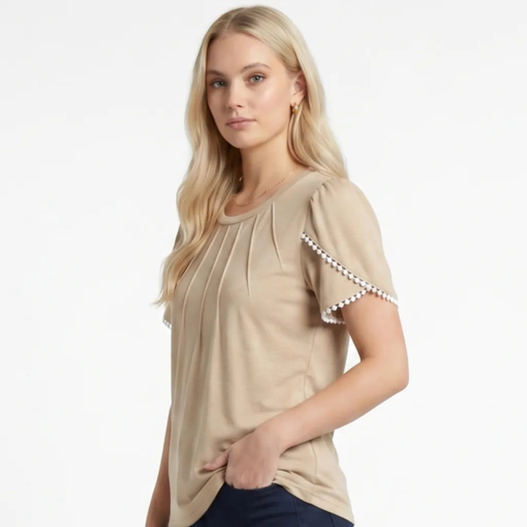 Nyah Pleated Lace Top