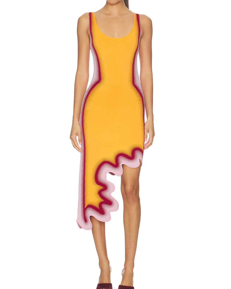 Reversible Wavy Slim Midi Dress - By Qivii