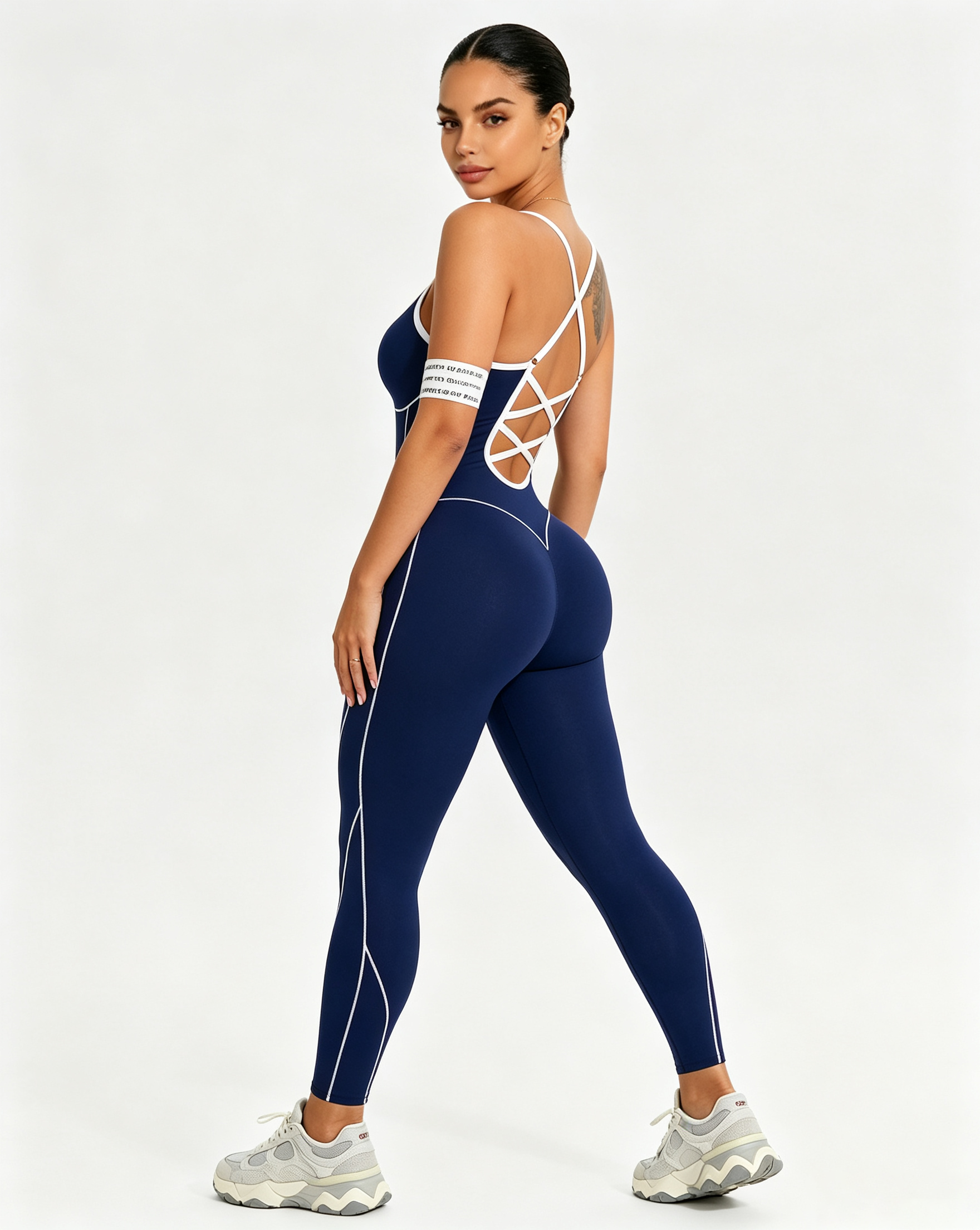 Seamless Skinny Crisscross Cutout Back Butt Lifting Full Length Jumpsuit - By Qivii