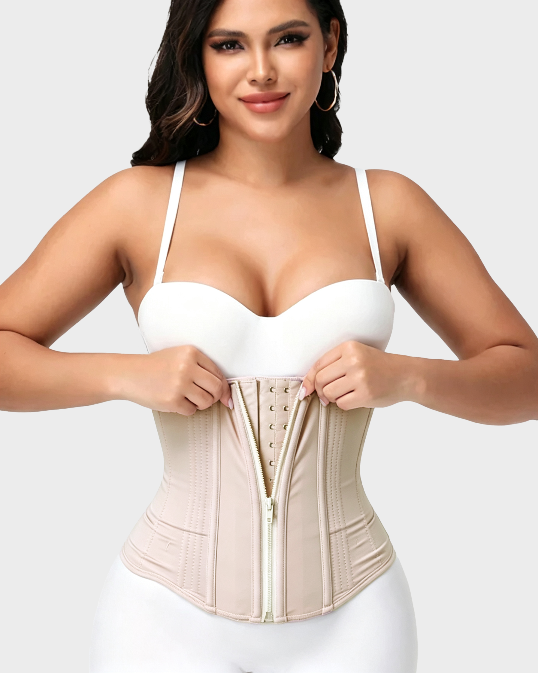 Double Compression Hourglass Adjustable Strap Tummy Control Zipper Waist Trainer - By Qivii