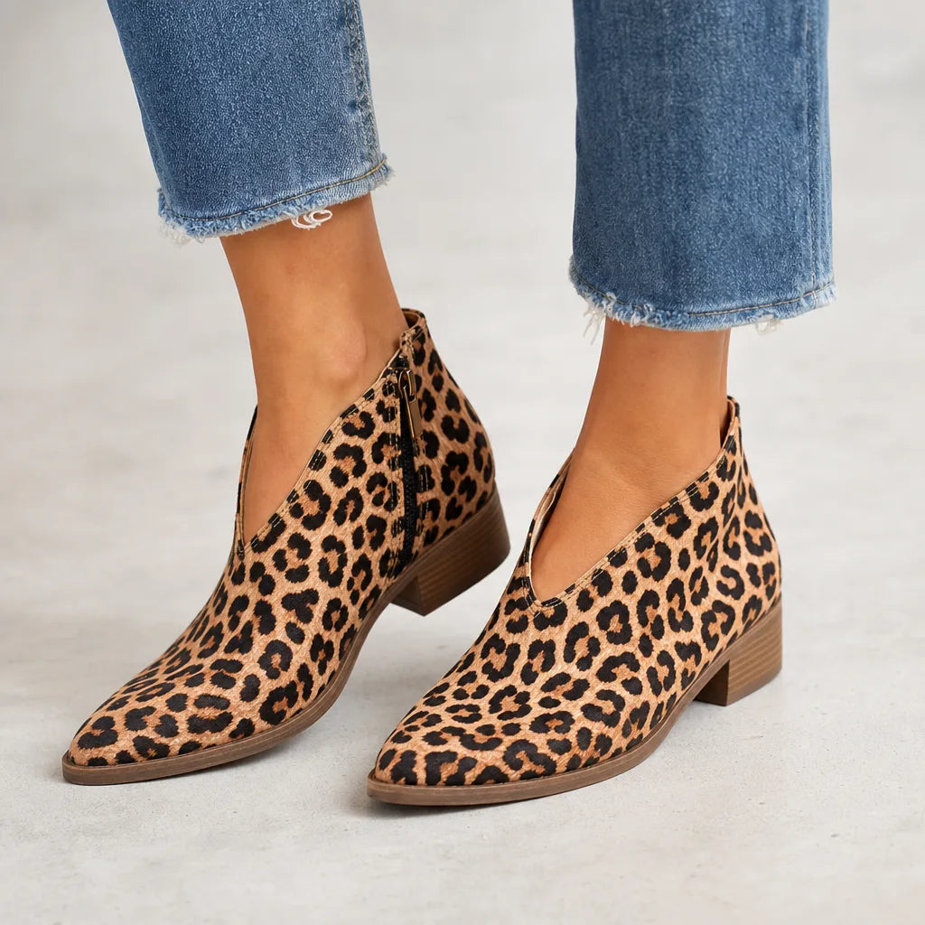 Odalys | Womens Fall Leopard Ankle Booties