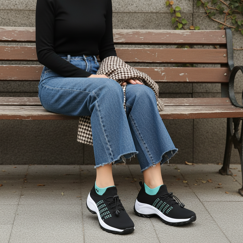 Ambulo Orthopädische Schuhe Strickstoff - Grün Schwarz - By Qivii