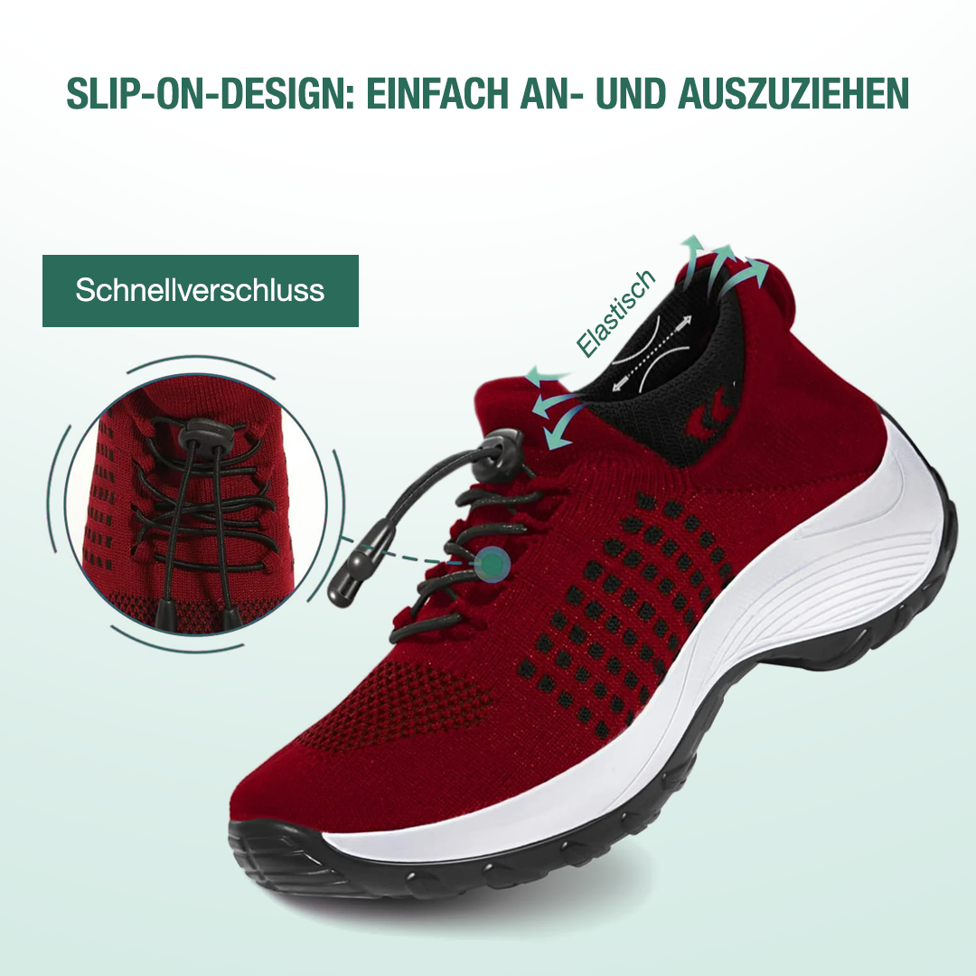Ambulo Orthopädische Schuhe Strickstoff - Schwarz Rot - By Qivii